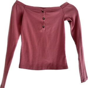 Aeropostale Seriously Soft Striped Off-The-Shoulder Bodycon Henley Size S